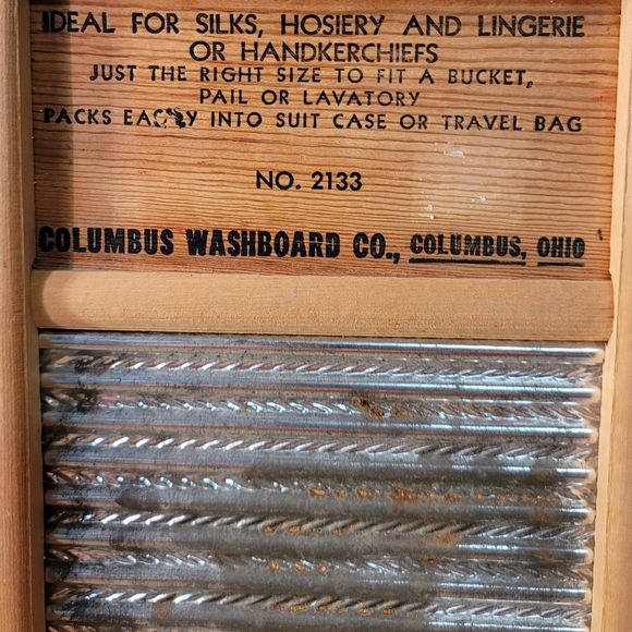 Primitive ANTIQUE Vintage DUBL HANDI Wood & Tin WOODEN WASHBOARD / COLUMBUS OHIO - Picture 5 of 6